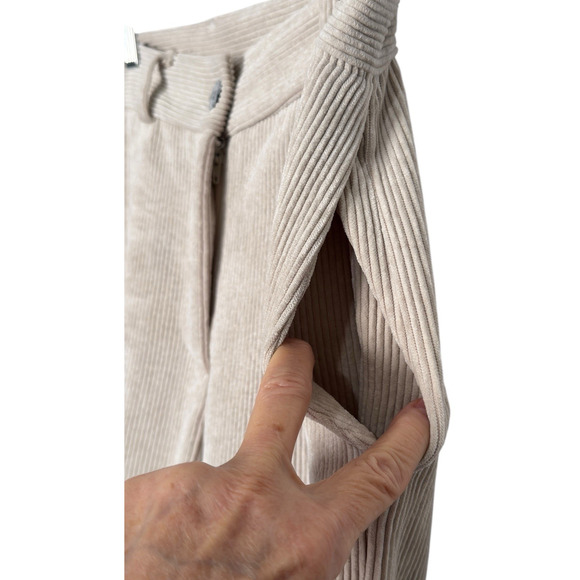 Vintage Made In Italy Tan Velour Corduroy Wide Leg Pants High Waist Sz 6 29"x30" - Picture 4 of 10